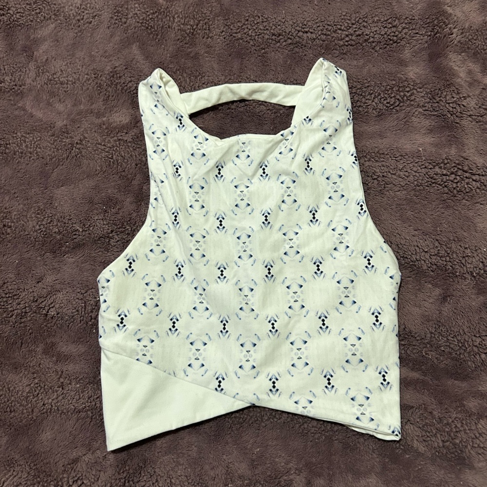 Athleta White and Blue Patterned Tank Top